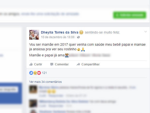 Dheylla anunciou que seria mãe e declarou estar ansiosa para ver o rosto do futuro filho (Crédito: Reprodução)