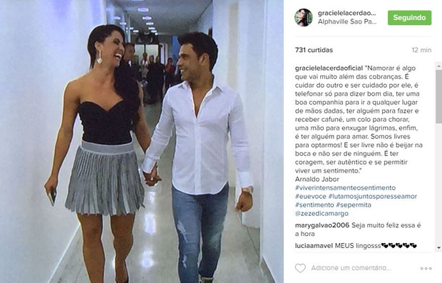 Graciele Lacerda se declara para Zezé Di Camargo (Crédito: Reprodução)
