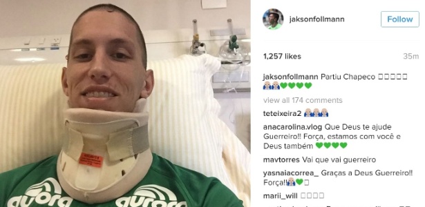 Follmann em foto antes da viagem de volta a Chapecó (Crédito: Reprodução)