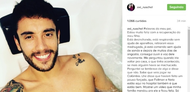 Irmã de Alan Ruschel posta mensagem sobre o estado de saúde do irmão (Crédito: Reprodução)