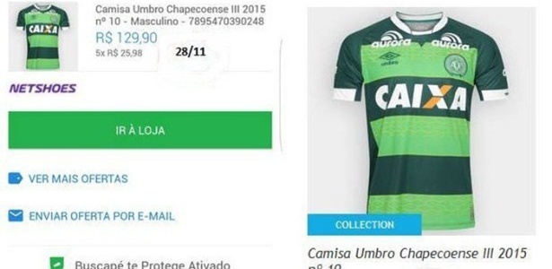Camisa da Chapecoense está esgotada (Crédito: Reprodução)