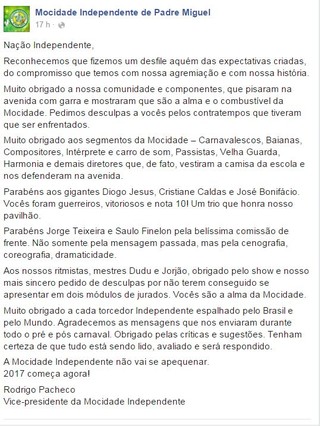 post mocidade (Crédito: Reprodução)