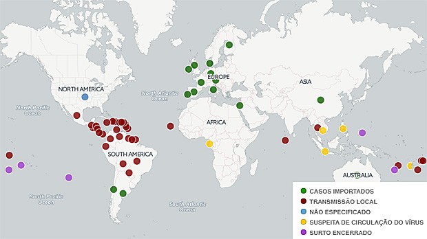 Vírus distribuido nos países (Crédito: Reprodução)