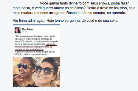 Católicos fãs da cantora se mostram indignados (Crédito: Reprodução)