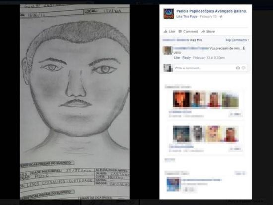 A imagem deveria ser um retrato falado de um homem suspeito de cometer crimes durante o Carnaval de Salvador (Crédito: Reprodução)