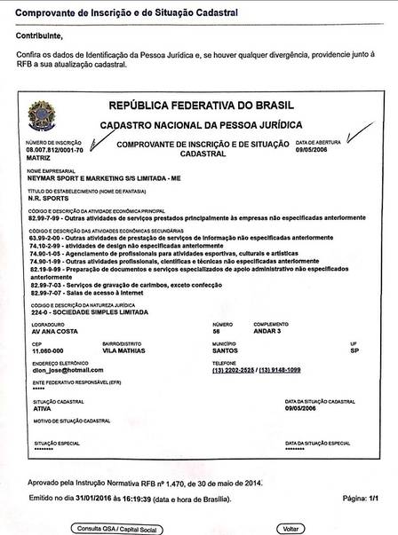 Contrato de Neymar com o Santos (Crédito: Reprodução/Instagram)