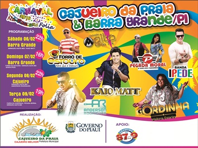 Programação oficial do carnaval em Cajueiro da Praia