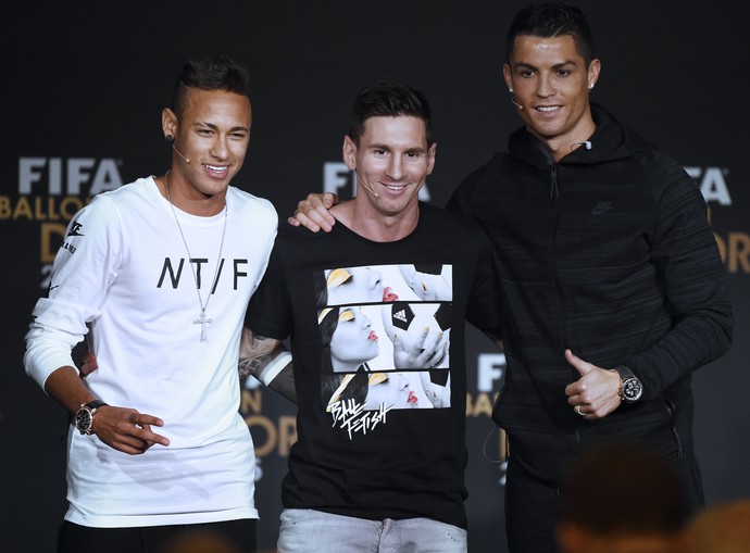 Neymar, Messi e Cristiano Ronaldo (Crédito: AFP)