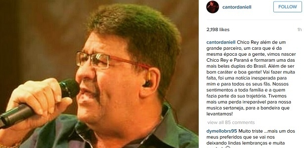 Daniel lamentou morte do sertanejo (Crédito: Reprodução/ Instagram)
