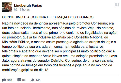 "Esse promotor sempre perseguiu o presidente Lula", diz senador (Crédito: Reprodução)