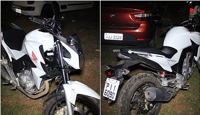 Moto apreendida com o casal