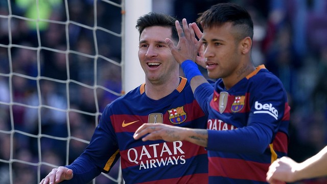 Messi e Neymar (Crédito: AP)