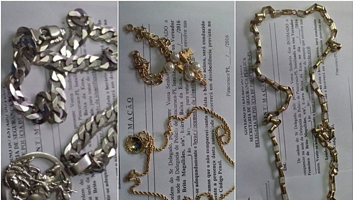 Casal foi preso em posse de cordão de ouro, moto, drogas e dinheiro