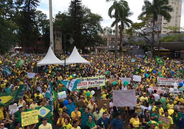Protesto em Joinville, no estado de Santa Catarina