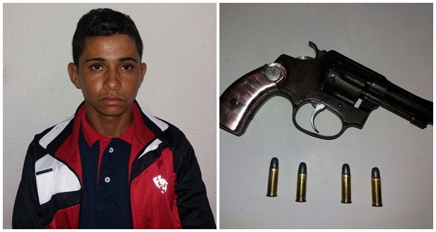Jovem preso com arma de fogo (Crédito: Divulgação)
