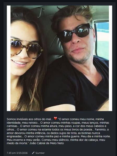 Pally escreveu poema para ator (Crédito: Reprodução/ Instagram)