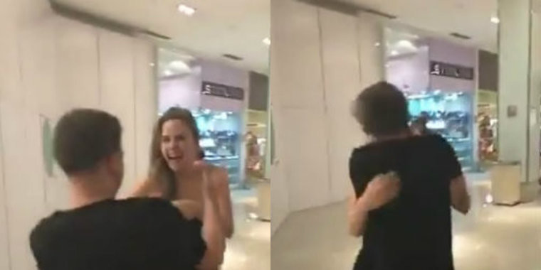 Fã empolgado agarra e beija Ana Paula na boca em shopping; vídeo