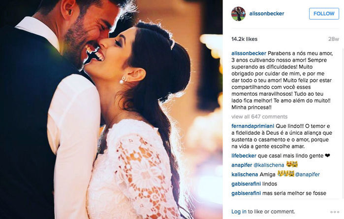 Alisson e a Esposa (Crédito: Reprodução)