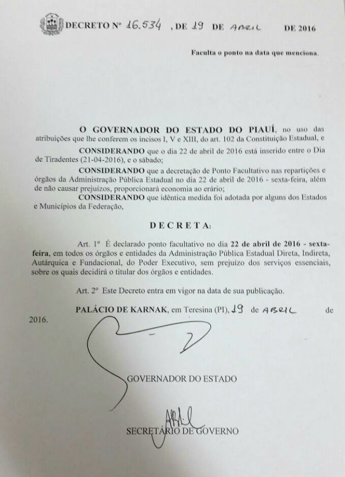 Decreto de ponto facultativo