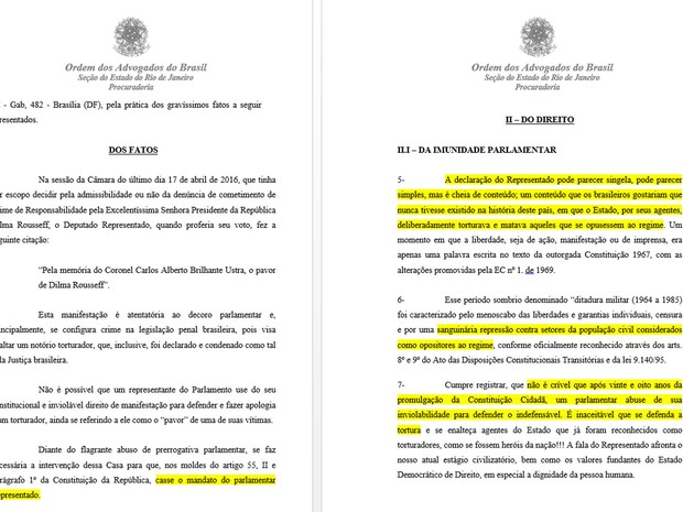 Documento da OAB diz que deputado Jair Bolsonaro 'defende o indefensáve'