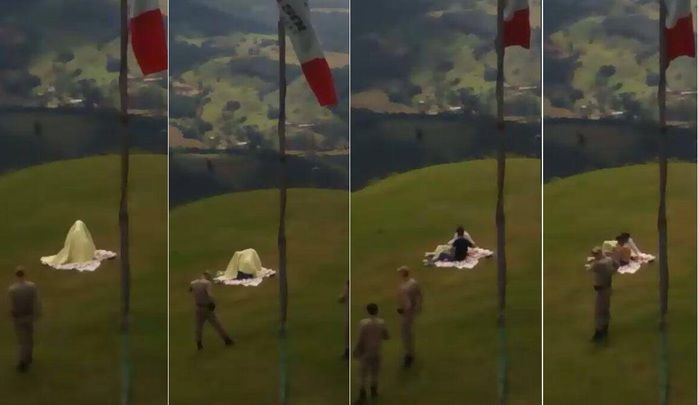 Casal fazendo sexo em monte (Crédito: Reprodução)