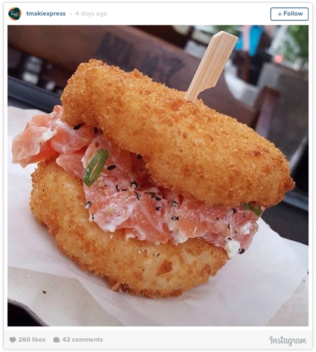 Sushi em formato de hamburguer (Crédito: Reprodução)