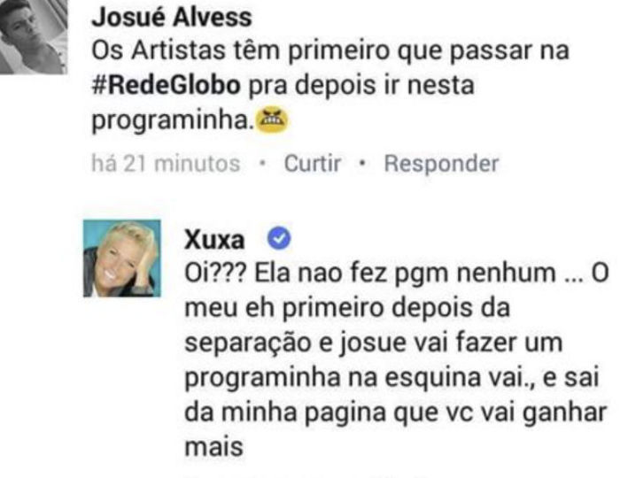 Xuxa foi alfinetada por internauta (Crédito: Reprodução/ Facebook )