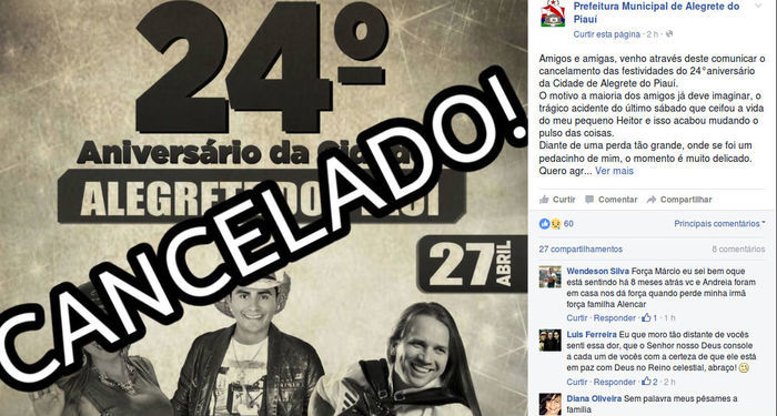 Nota divulgada através do Facebook