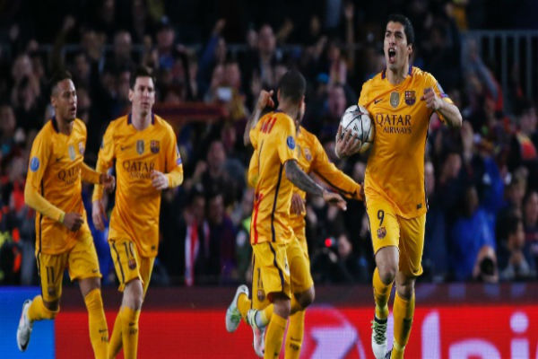 uárez fez os dois gols do Barcelona (Crédito: Sérgio Perez - Reuters)