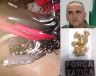 Moto e droga apreendida com o adolescente em Uruçuí