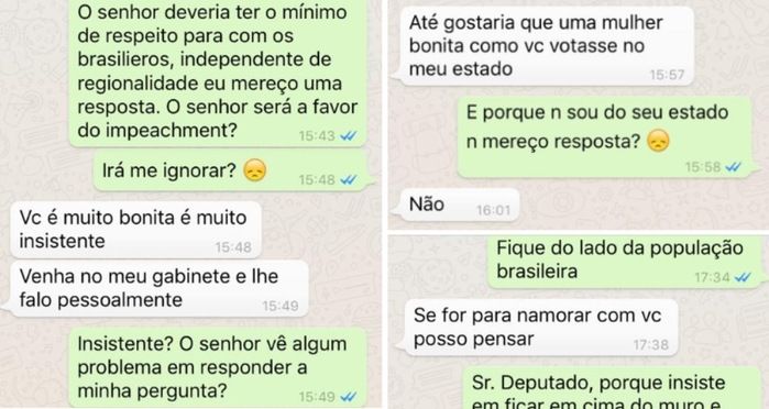 Conversa da ativista com o deputado (Crédito: Reprodução)