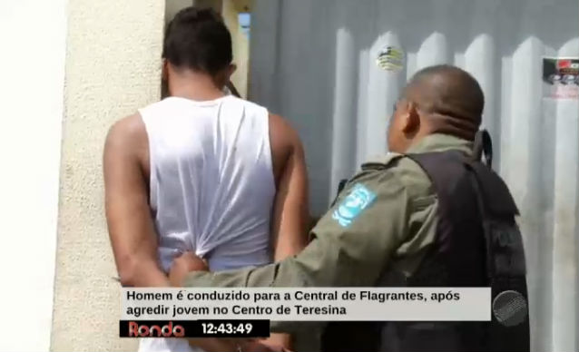 O acusado foi levado para Central de Flagrantes (Crédito: Reprodução/ Rede Meio Norte)