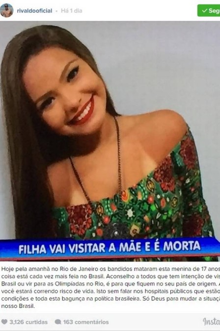 Publicação de Rivaldo nas redes sociais (Crédito: Reprodução )