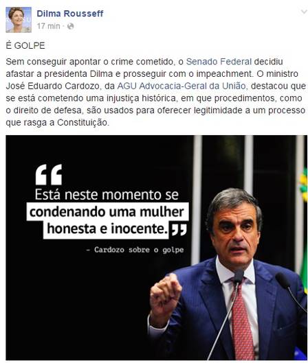 Postagem no Facebook (Crédito: Reprodução)