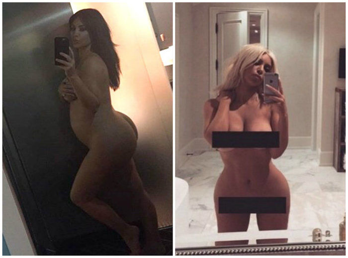 Kim ainda grávida e após o nascimento do seu segundo filho (Crédito: reprodução)
