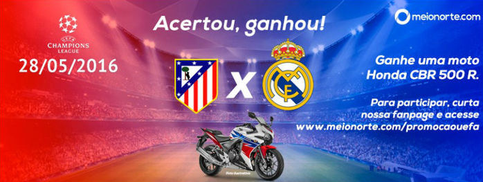 Meionorte.com faz bolão de moto CBR para jogo entre Real e Atlético