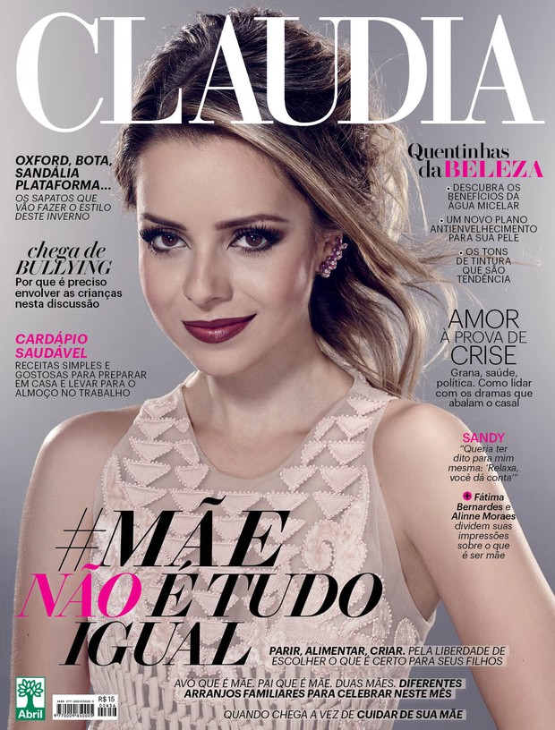 Sandy na revista Claudia (Crédito: Divulgação)