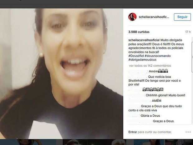 Scheila Carvalho comemorou resgate da prima (Crédito: Reprodução/ Instagram)