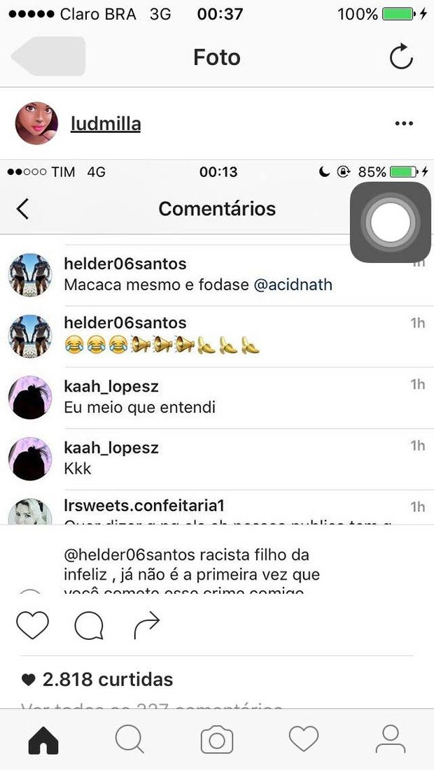 Ludmilla foi alvo de comentários racistas (Crédito: Reprodução)