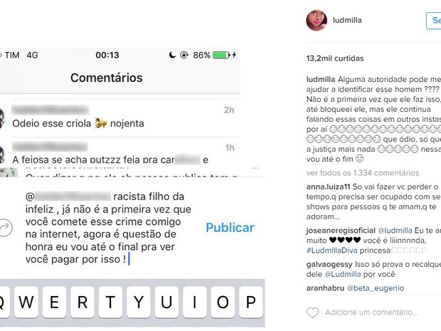 Postagem no Instagram de Ludmilla (Crédito: Reprodução)