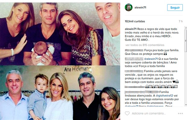 Marido de Ana Hickmann chamou irmão de herói em postagem (Crédito: Reprodução/ Instagram)