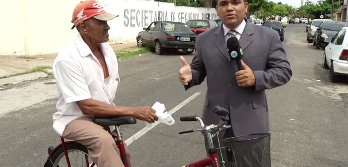 Bicicleta do idoso foi roubada no centro de Teresina (Crédito: Reprodução)