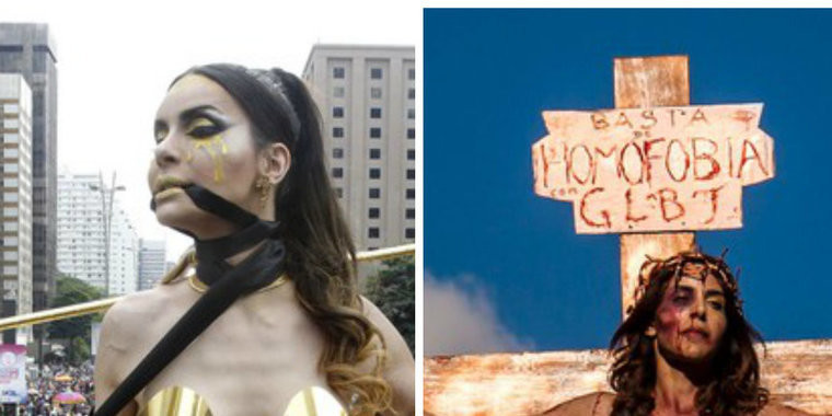 Transexual "crucificada" na Parada Gay de 2015 volta a polemizar