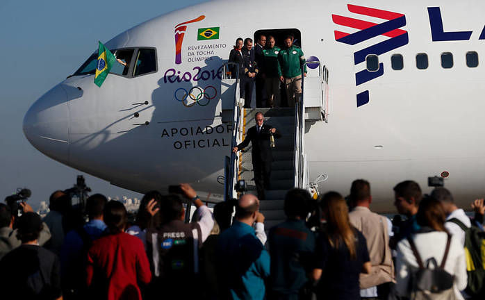 Chegada da tocha no Brasil (Crédito: Reprodução)