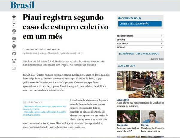 Matéria publicada pelo Estadão