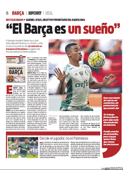 Reportagem sobre Gabriel Jesus (Crédito: Reprodução)