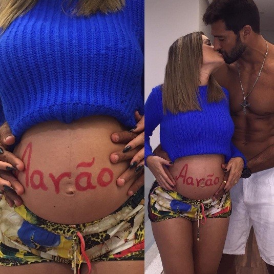 Aryane Steinkopf e Beto divulgam o nome do bebê (Crédito: Reprodução)