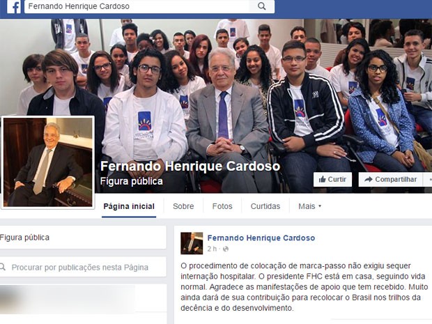 Equipe de FHC postou comunicado no Facebook sobre operação
