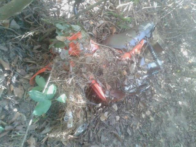 Moto foi encontrada em matagal (Crédito: JF Agora)