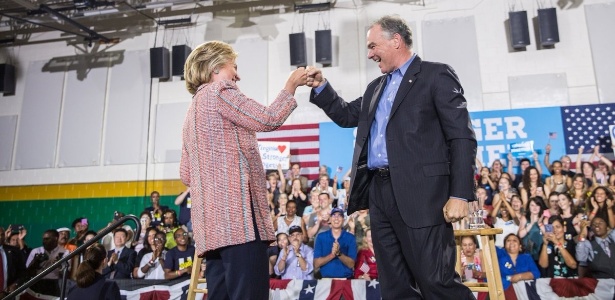 Hillary Clinton e Tim Kaine (Crédito: Reprodução)